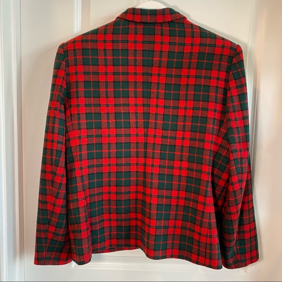 Vintage Red Tartan Zipper Closure Blazer Jacket - Picture 9 of 14